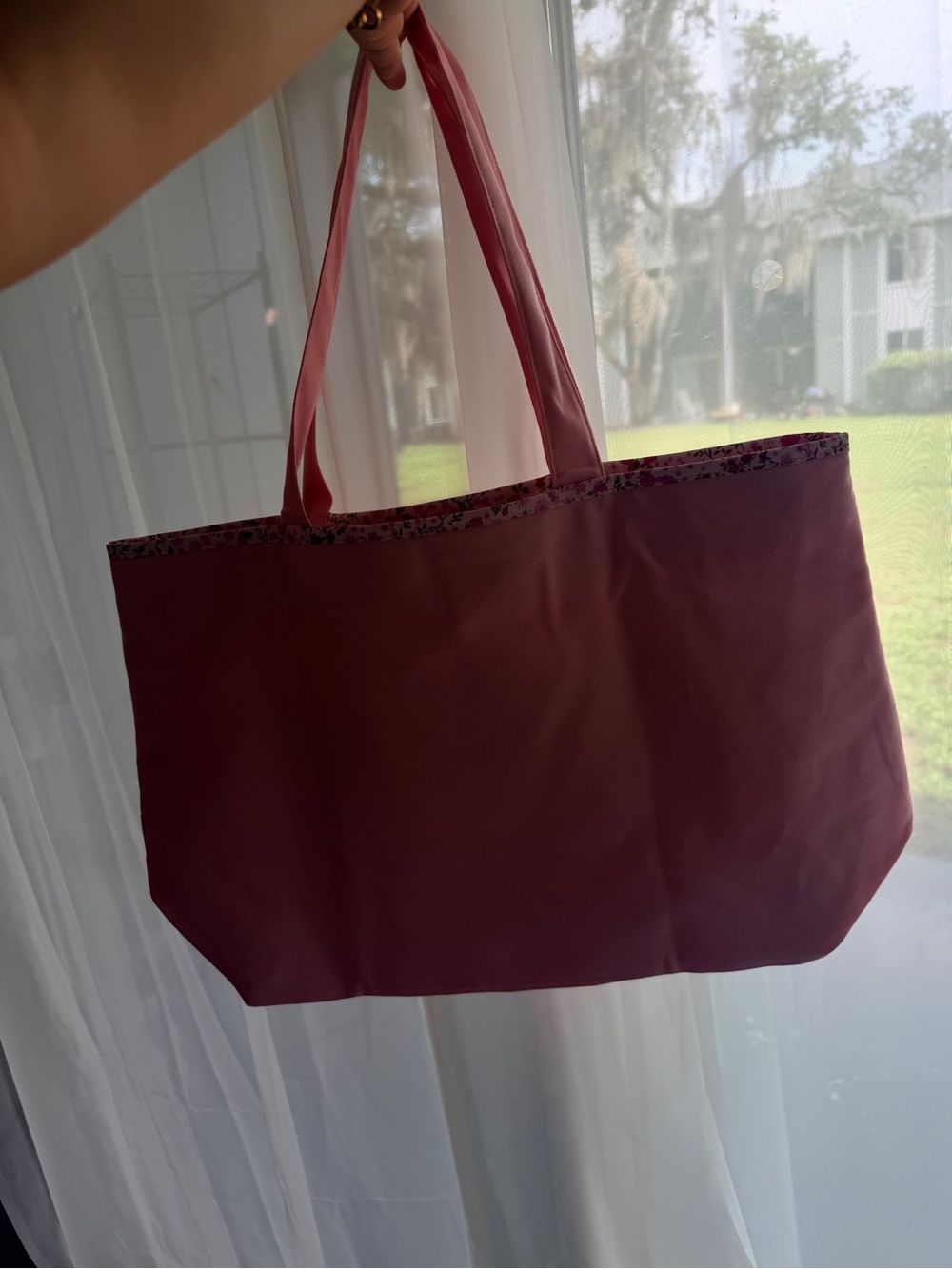PINK Victoria's Secret Floral Embroidered Pink Tote - Picture 4 of 8